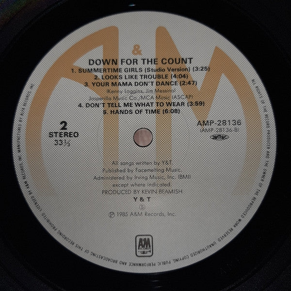 Y & T - Down For The Count (Vinyl, LP, Album, Stereo) Very Good Plus (VG+) / Good Plus (G+)