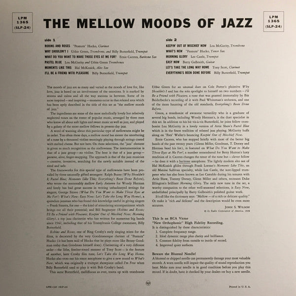 The Mellow Moods (2) - The Mellow Moods Of Jazz (Vinyl, LP, Album, Mono) Mint (M) / Near Mint (NM or M-)