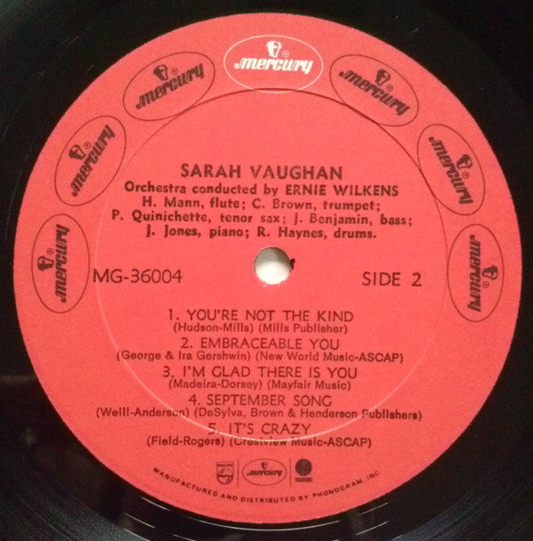 Sarah Vaughan - Sarah Vaughan (Vinyl, LP, Album, Reissue, Mono)