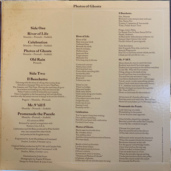 Premiata Forneria Marconi - Photos Of Ghosts (Vinyl, LP, Album, Reissue, Stereo) Very Good Plus (VG+) / Very Good Plus (VG+)