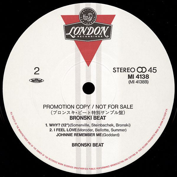 Bronski Beat - Smalltown Boy (Vinyl, 12", Maxi-Single, Promo) Near Mint (NM or M-) / Very Good Plus (VG+)