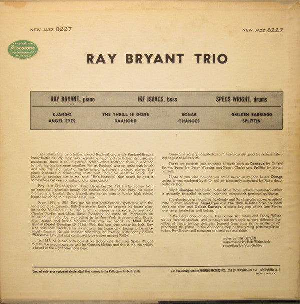 Ray Bryant Trio - Piano Piano Piano Piano... (Vinyl, LP, Album, Mono, Reissue) Good Plus (G+) / Very Good (VG)
