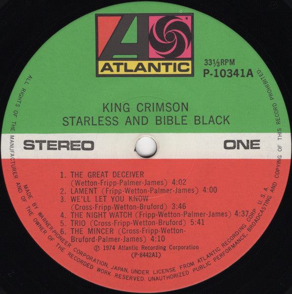 King Crimson - Starless and Bible Black (Vinyl, LP, Album, Reissue, Repress) Very Good Plus (VG+) / Good Plus (G+)