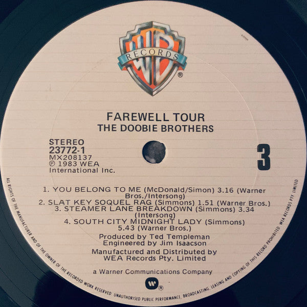 The Doobie Brothers - Farewell Tour (2xVinyl, LP, Album) Very Good (VG) / Very Good Plus (VG+)