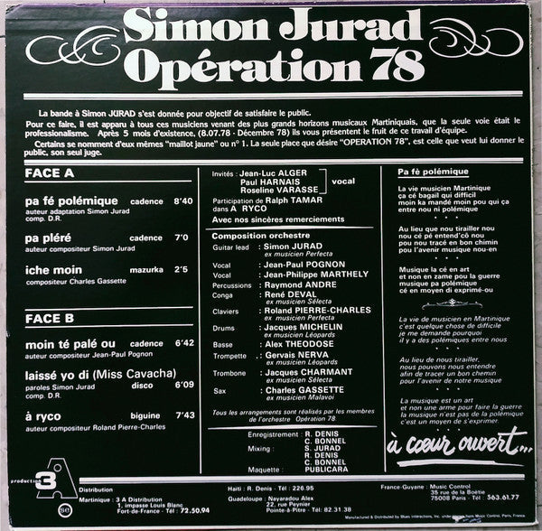 Simon Jurad & Opération 78 - À Cœur Ouvert... (Vinyl, LP, Album) Very Good (VG) / Very Good Plus (VG+)