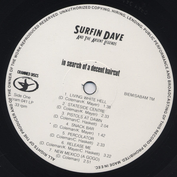 Surfin Dave And The Absent Legends - In Search Of A Decent Haircut (Vinyl, LP, Album) Very Good Plus (VG+) / Very Good Plus (VG+)