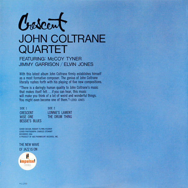 The John Coltrane Quartet - Crescent (Vinyl, LP, Album, Reissue, Stereo) Very Good Plus (VG+) / Very Good Plus (VG+)