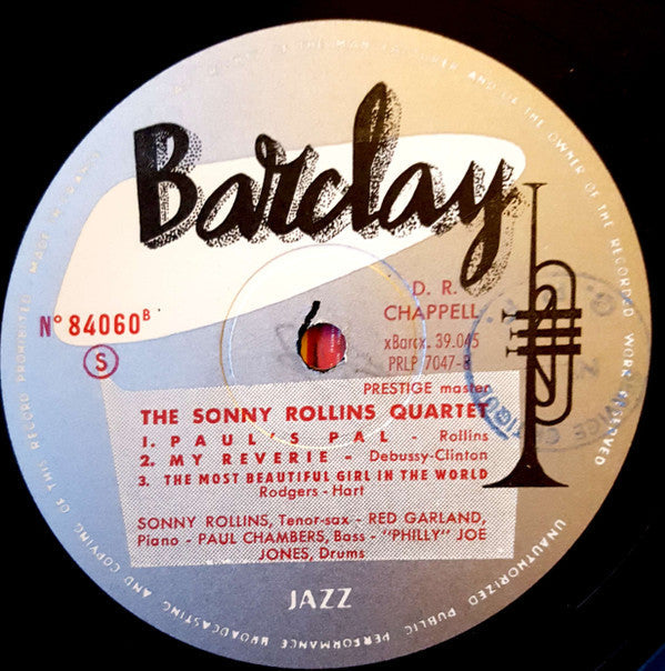 Sonny Rollins Quartet - Ténors Modernes (Vinyl, LP, Album, Mono) Very Good (VG) / Very Good Plus (VG+)