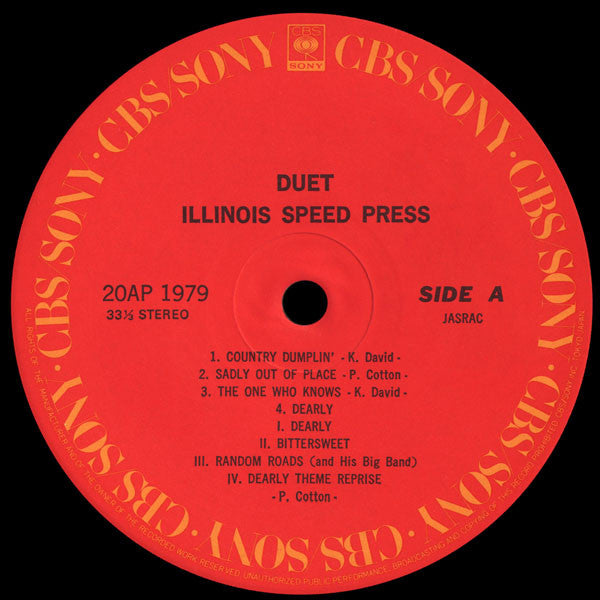 Illinois Speed Press - Duet (Vinyl, LP, Album, Reissue) Very Good Plus (VG+) / Very Good Plus (VG+)