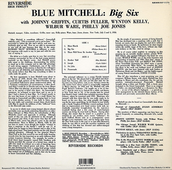 Blue Mitchell - Big 6 (Vinyl, LP, Album, Reissue, Remastered, Mono) Near Mint (NM or M-) / Near Mint (NM or M-)