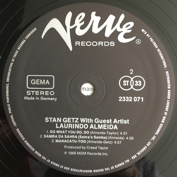 Stan Getz - Stan Getz With Guest Artist Laurindo Almeida (Vinyl, LP, Album, Reissue) Good Plus (G+) / Good Plus (G+)