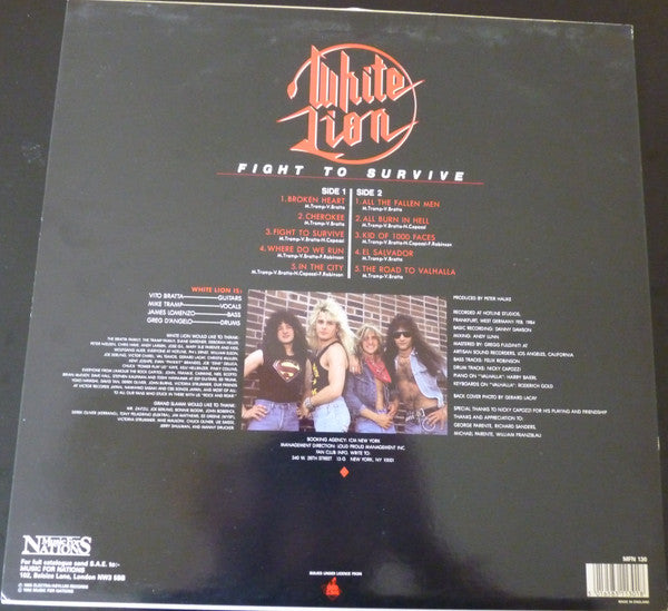 White Lion - Fight To Survive (Vinyl, LP, Album, Reissue) Very Good (VG) / Very Good (VG)