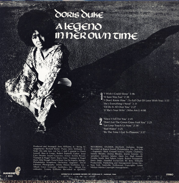 Doris Duke - A Legend In Her Own Time (Vinyl, LP, Album) Very Good (VG) / Very Good (VG)