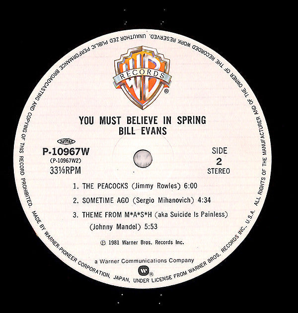 Bill Evans - You Must Believe In Spring (Vinyl, LP, Album, Stereo)