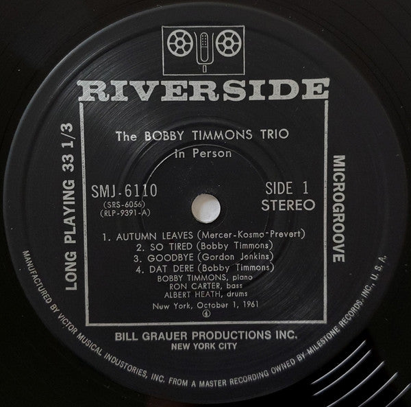 The Bobby Timmons Trio - In Person - Recorded 'Live' At The Village...