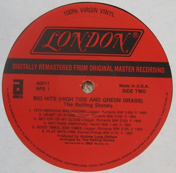 The Rolling Stones - Big Hits (High Tide And Green Grass) (Vinyl, LP, Compilation, Reissue, Remastered, Mono) Very Good (VG) / Very Good Plus (VG+)