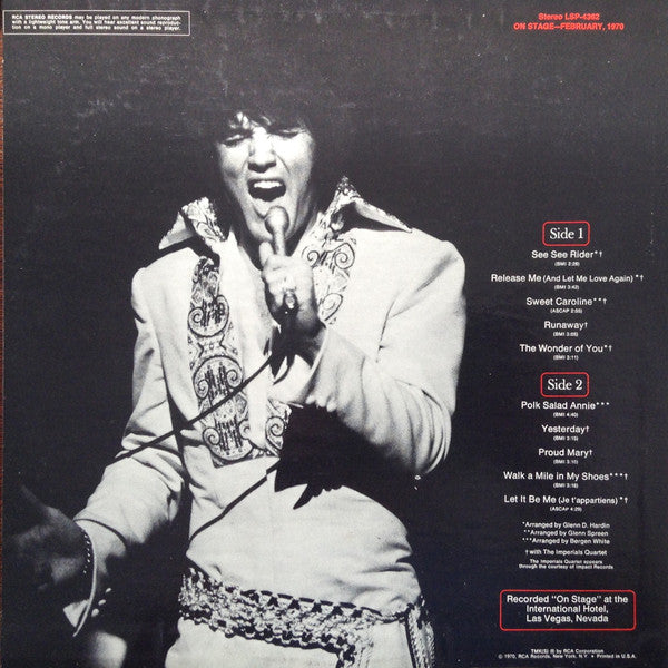 Elvis Presley - On Stage - February, 1970 (Vinyl, LP, Album) Very Good (VG) / Very Good (VG)