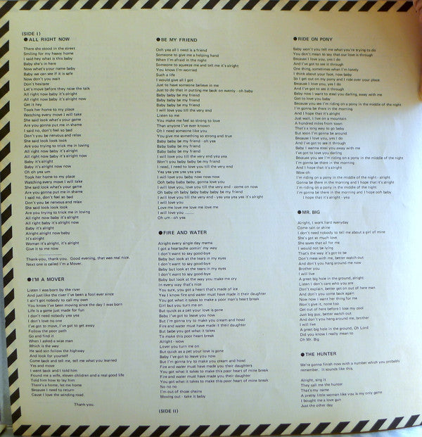 Free - Free Live (Vinyl, LP, Album) Very Good Plus (VG+) / Very Good (VG)