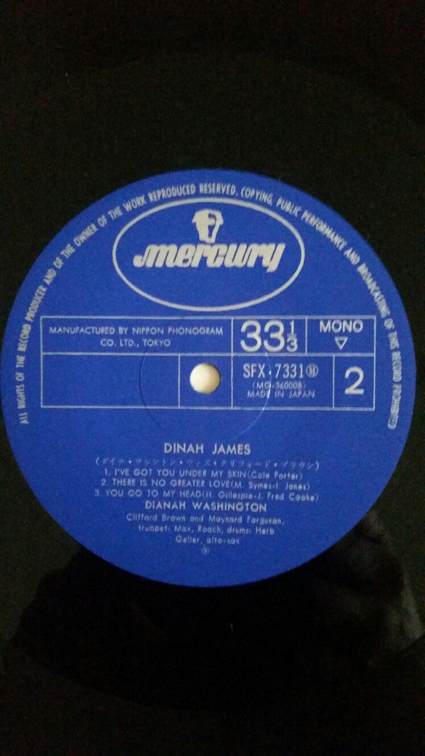 Dinah Washington - Dinah Jams (Vinyl, LP, Album, Mono) Very Good (VG) / Very Good Plus (VG+)