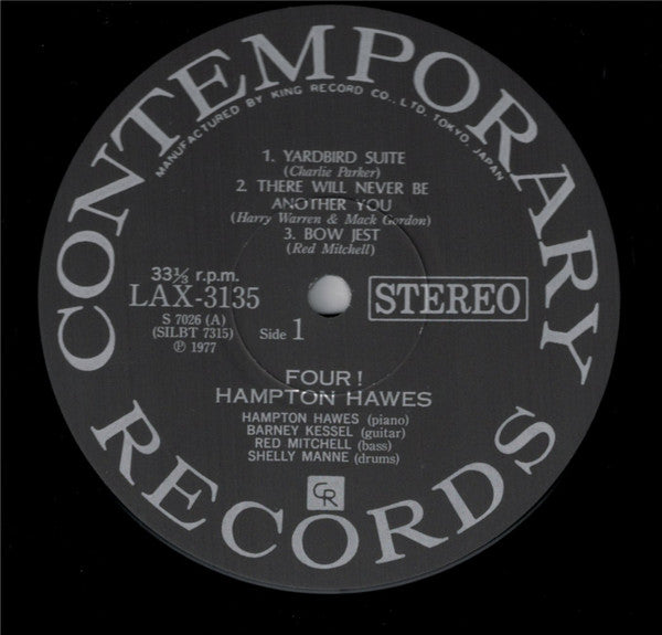 Hampton Hawes - Four! (Vinyl, LP, Album, Reissue, Stereo) Very Good Plus (VG+) / Very Good Plus (VG+)
