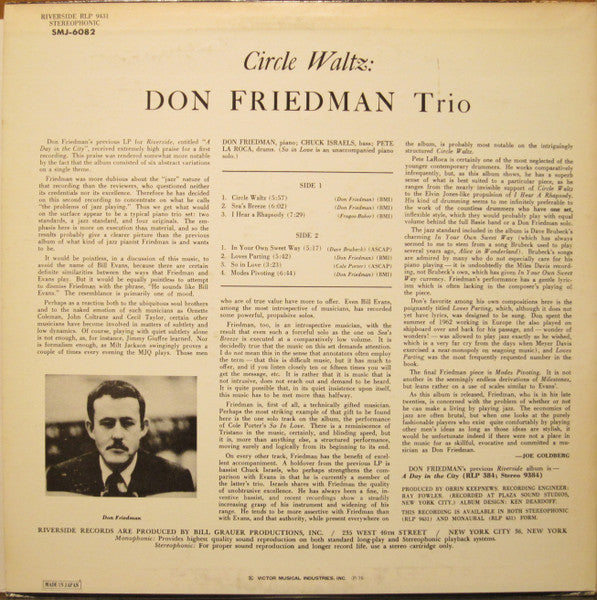 Don Friedman Trio - Circle Waltz (Vinyl, LP, Album, Reissue, Stereo)