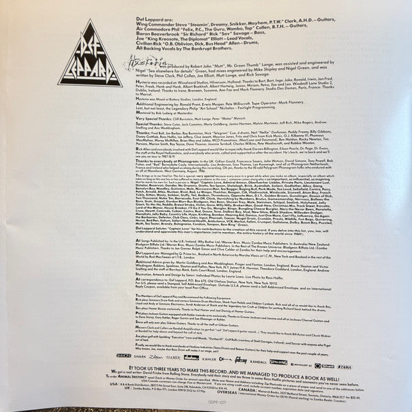 Def Leppard - Hysteria (Vinyl, LP, Album, Stereo) Near Mint (NM or M-) / Near Mint (NM or M-)