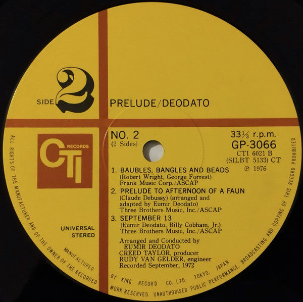 Eumir Deodato - Prelude (Vinyl, LP, Album, Reissue, Stereo)