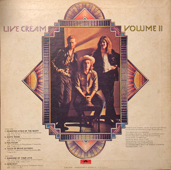 Cream (2) - Live Cream Volume II (Vinyl, LP, Album) Good Plus (G+) / Very Good (VG)