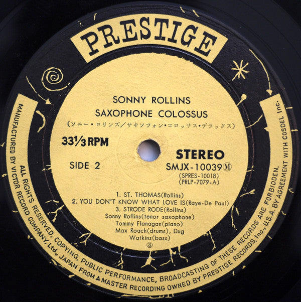 Sonny Rollins - Saxophone Colossus (Vinyl, LP, Album, Reissue, Stereo) Very Good (VG) / Good Plus (G+)