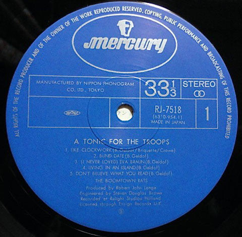 The Boomtown Rats - A Tonic For The Troops (Vinyl, LP, Album) Very Good Plus (VG+) / Very Good Plus (VG+)