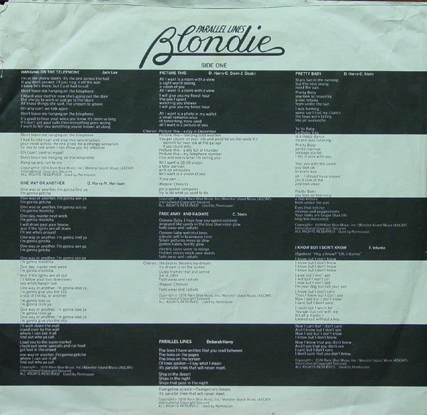 Blondie - Parallel Lines (Vinyl, LP, Album) Good Plus (G+) / Good Plus (G+)