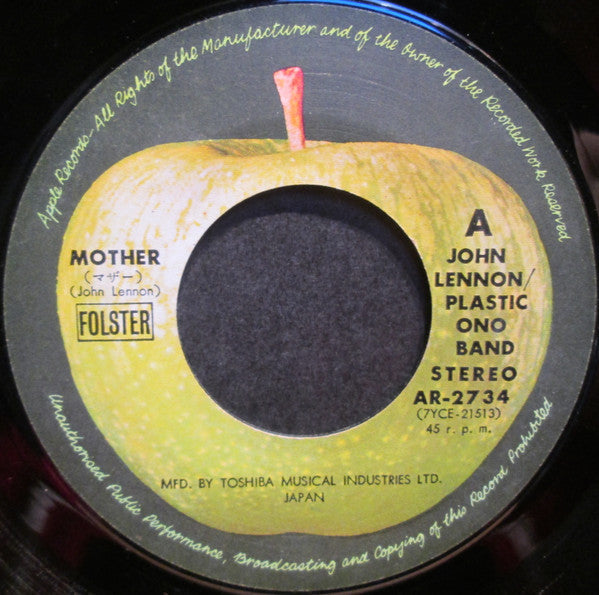 John Lennon - Mother / Why (Vinyl, 7", 45 RPM, Single, Stereo) Very Good Plus (VG+) / Very Good Plus (VG+)