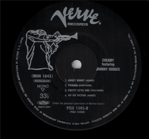 Johnny Hodges - Creamy (Vinyl, LP, Album, Limited Edition, Mono) Near Mint (NM or M-) / Very Good Plus (VG+)