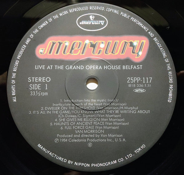 Van Morrison - Live At The Grand Opera House Belfast (Vinyl, LP) Very Good Plus (VG+) / Very Good Plus (VG+)