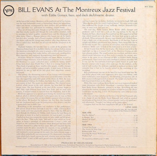 Bill Evans - At The Montreux Jazz Festival (Vinyl, LP, Album, Reissue, Stereo) Very Good Plus (VG+) / Very Good (VG)