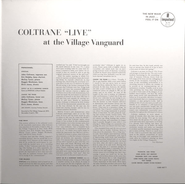 John Coltrane - "Live" At The Village Vanguard (Vinyl, LP, Album, Reissue, Stereo) Near Mint (NM or M-) / Very Good Plus (VG+)