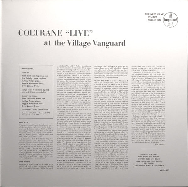 John Coltrane - "Live" At The Village Vanguard (Vinyl, LP, Album, Reissue, Stereo) Very Good (VG) / No Cover