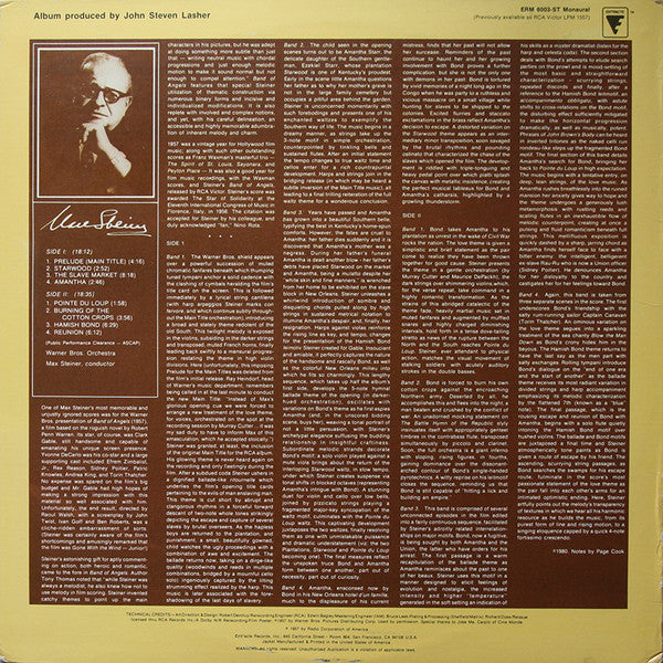 Max Steiner - Band Of Angels (Original Motion Picture Soundtrack) (Vinyl, LP, Album, Reissue, Mono) Good Plus (G+) / Very Good (VG)