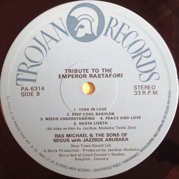 Ras Michael & The Sons Of Negus - Tribute To The Emperor Rastafori (Vinyl, LP, Album, Stereo) Near Mint (NM or M-) / Very Good Plus (VG+)