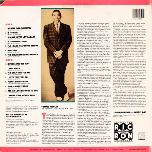 Tommy Ridgley - The New Orleans King Of Stroll (Vinyl, LP, Compilation) Very Good Plus (VG+) / Good Plus (G+)