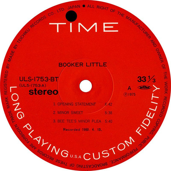 Booker Little - Booker Little (Vinyl, LP, Album, Reissue, Stereo)