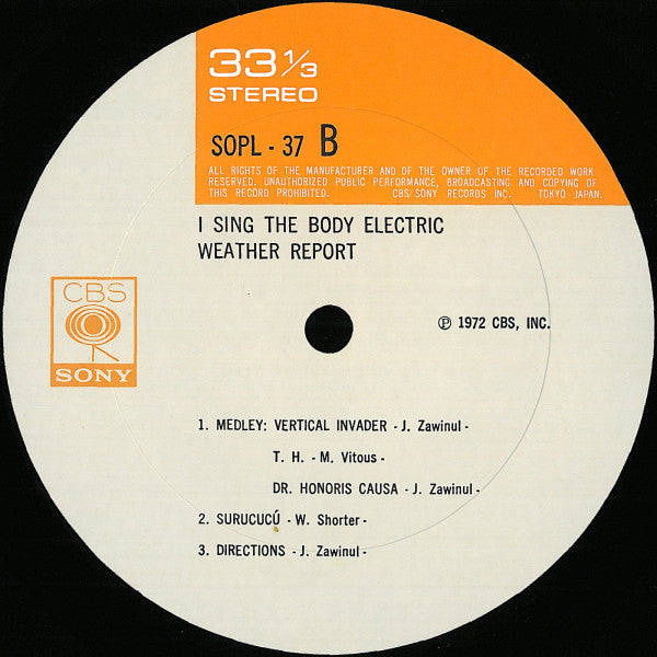 Weather Report - I Sing The Body Electric (Vinyl, LP, Album) Near Mint (NM or M-) / Very Good Plus (VG+)
