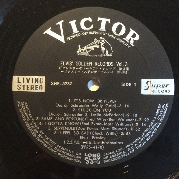 Elvis Presley - Elvis' Golden Records, Vol. 3 (Vinyl, LP, Compilation, Stereo) Good Plus (G+) / Good Plus (G+)