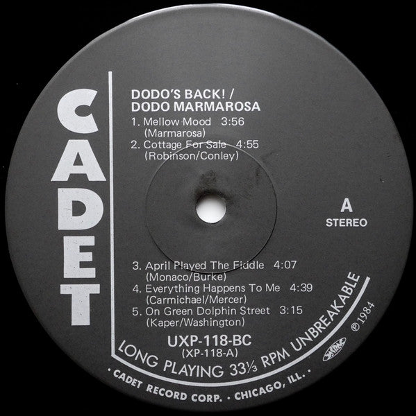 Dodo Marmarosa - Dodo's Back (Vinyl, LP, Album, Reissue, Stereo) Very Good (VG) / Very Good (VG)