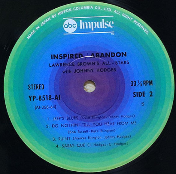 Lawrence Brown's All-Stars - Inspired Abandon (Vinyl, LP, Album, Reissue, Stereo) Very Good Plus (VG+) / Very Good Plus (VG+)