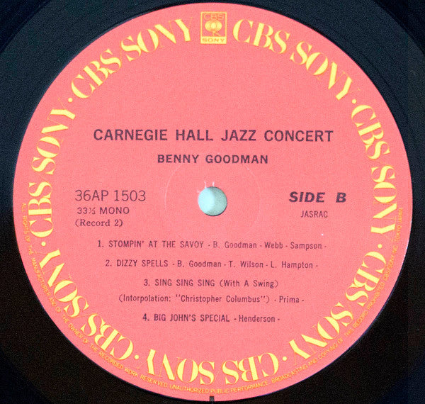 Benny Goodman - The Famous 1938 Carnegie Hall Jazz Concert (2xVinyl, LP, Album, Reissue, Mono) Very Good Plus (VG+) / Near Mint (NM or M-)