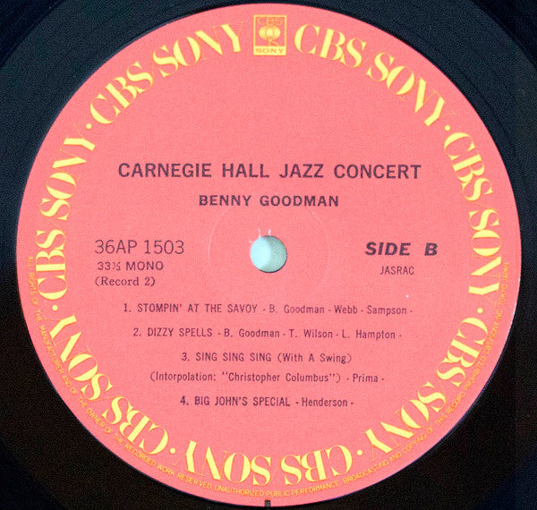 Benny Goodman - The Famous 1938 Carnegie Hall Jazz Concert (Vinyl, ...