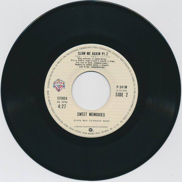 Sweet Memories (2) - Slow Me Again (Part 1 & 2) (Vinyl, 7", 45 RPM, Single) Very Good Plus (VG+) / Very Good Plus (VG+)