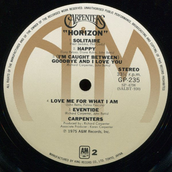 Carpenters - Horizon (Vinyl, LP, Album, Stereo)