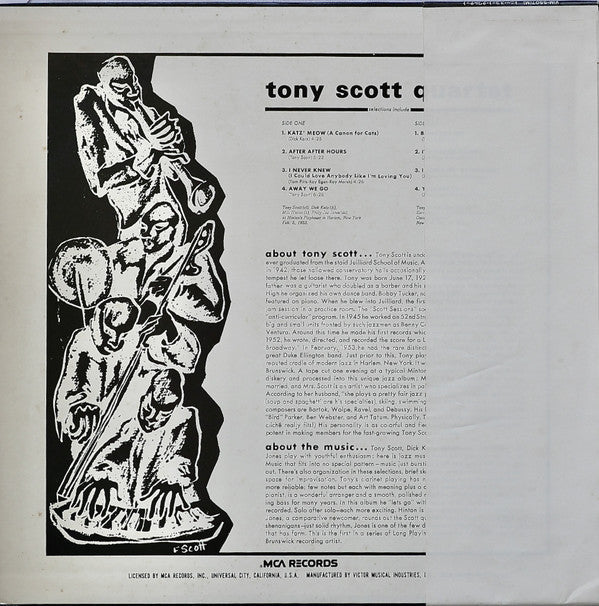The Tony Scott Quartet - Tony Scott Quartet (Vinyl, LP, Album, Reissue, Mono) Near Mint (NM or M-) / Near Mint (NM or M-)